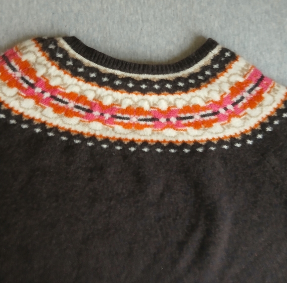 J Crew Sweater Womens Large Lambs Wool Fair Isle Crew Neck Boho Cozy Western - Picture 10 of 11